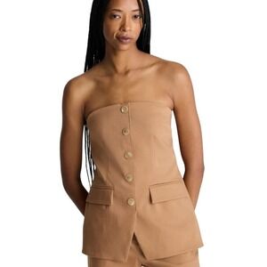 Kenneth‎ Cole Strapless Vest XXL Tan Quiet Luxury Office Siren Capsule
